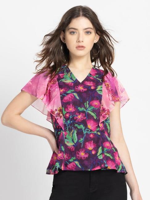 shaye purple floral print top