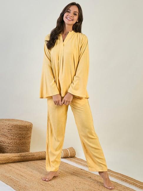 the kaftan company yellow printed top with lounge pants