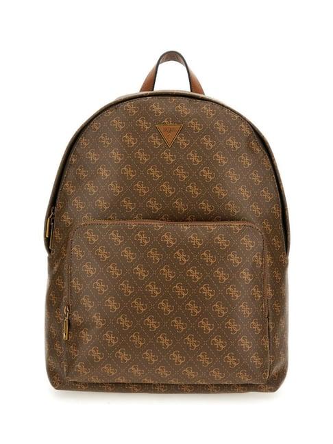 guess brown vezzola printed medium backpack