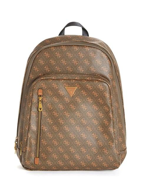 guess brown milano printed medium backpack