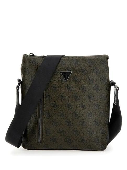 guess military green vezzola printed medium cross body bag