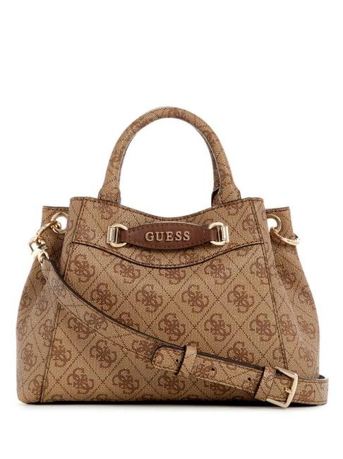 guess latte emera printed mini satchel