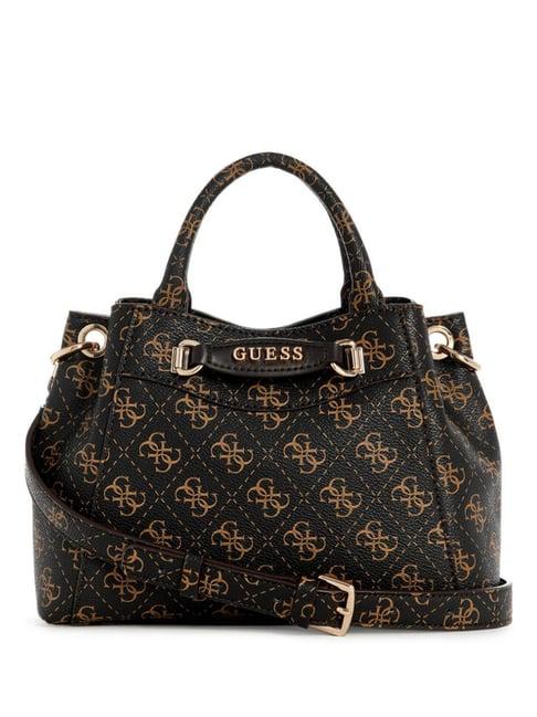 guess brown emera printed mini satchel