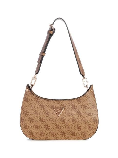 guess latte meridian printed mini hobo bag