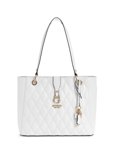 guess white adi quilted mini tote