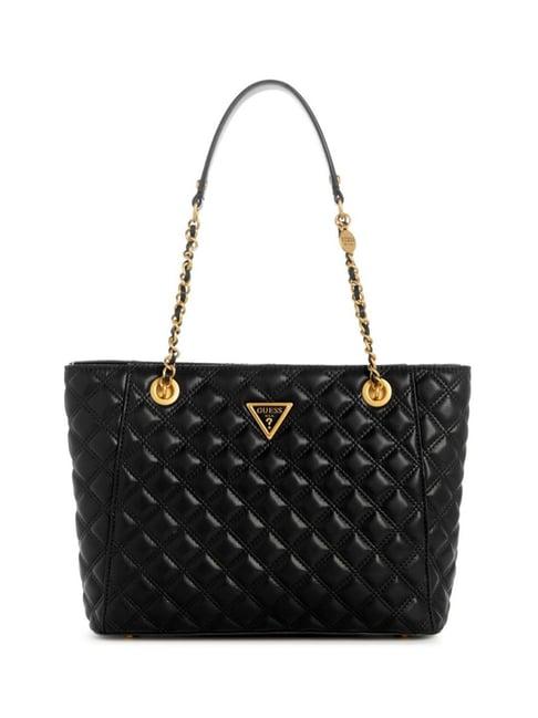 guess black giully quilted mini tote