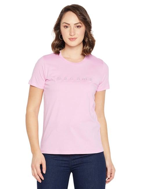 madame pink cotton graphic print t-shirt