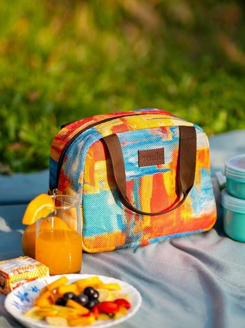 zouk multicolor printed lunch bag