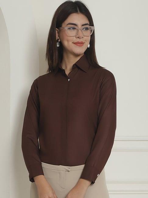 indian needle coffee brown shirt