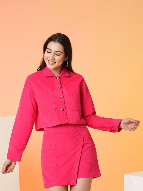 globus fuchsia cotton relaxed fit jacket