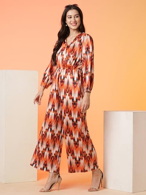 globus orange printed jumpsuit