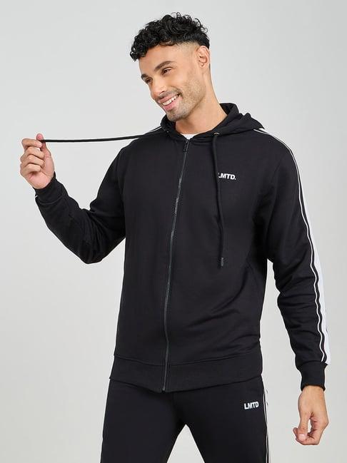 styli black regular fit striped tracksuit