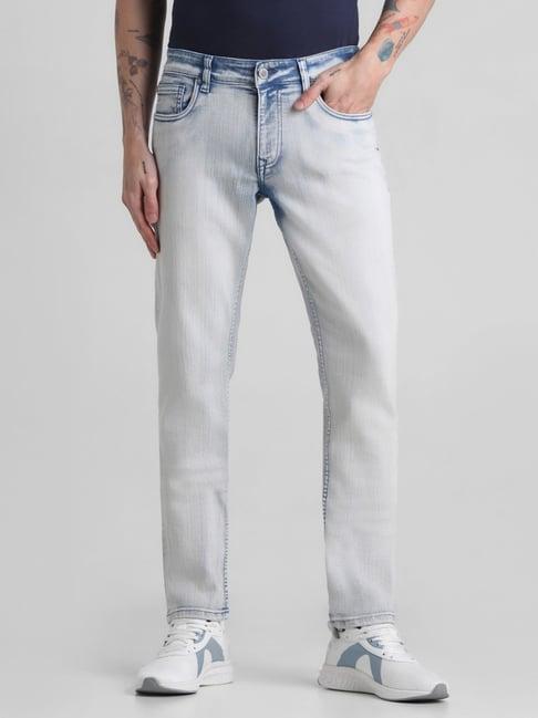 jack & jones light blue denim cotton slim fit jeans