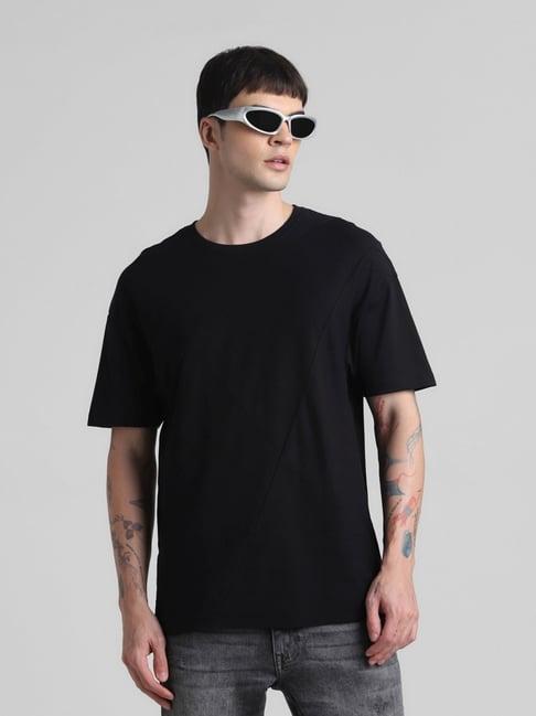 jack & jones jet black cotton boxy fit t-shirt