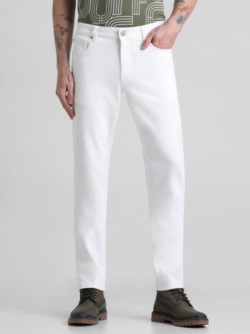 jack & jones white denim cotton slim fit jeans