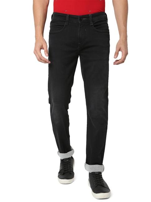 mufti black narrow fit lightly washed jeans