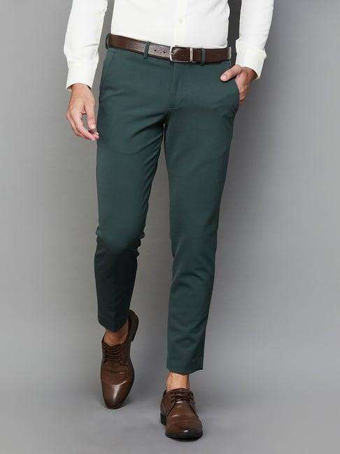 code by lifestyle green regular fit trousers