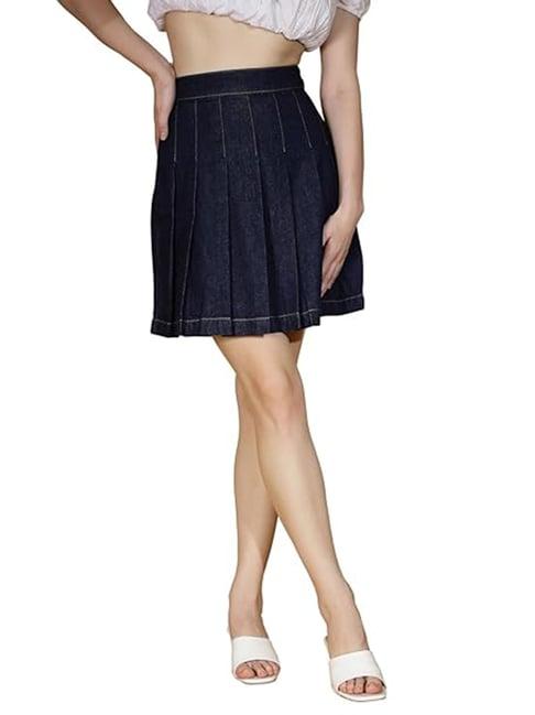 global republic navy cotton above knee skirt