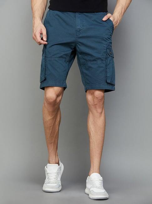 fame forever by lifestyle light blue regular fit cargo shorts