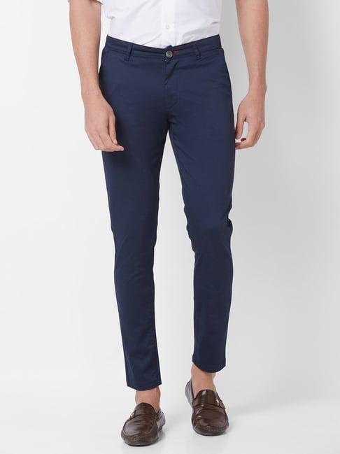 giordano navy printed slim fit chinos