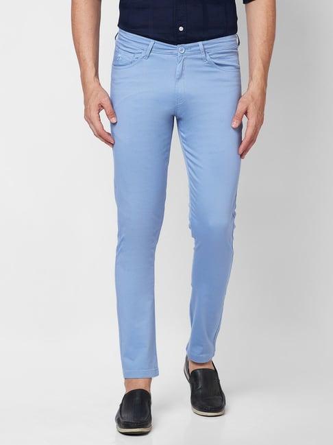 giordano sky blue slim fit chinos