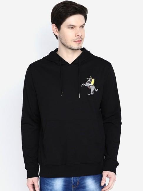 giordano black regular fit hooded sweatshirt