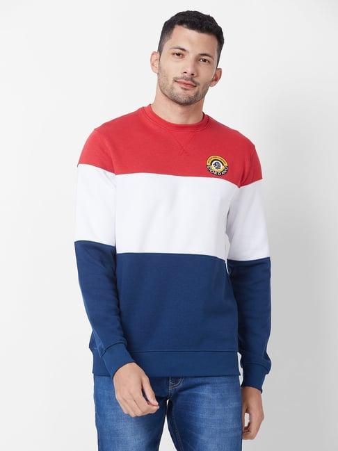 giordano salsa red regular fit colour block sweatshirt