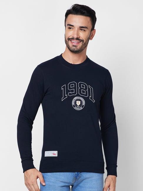 giordano dark navy regular fit printed sweatshirt