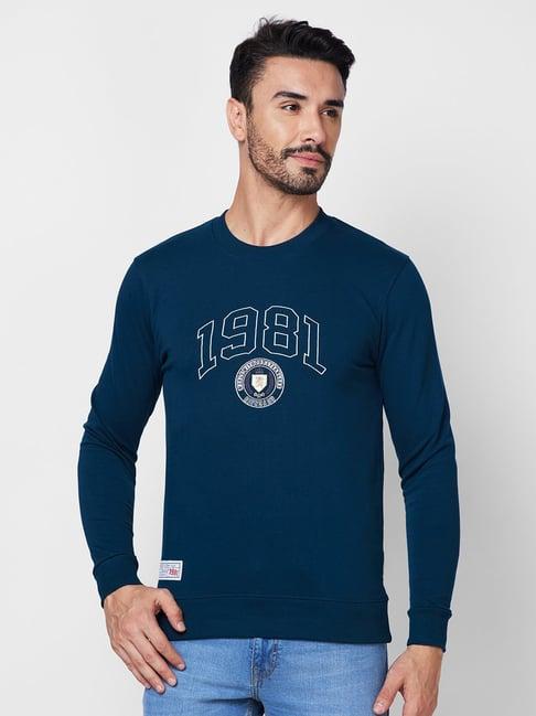 giordano deep teal regular fit printed sweatshirt