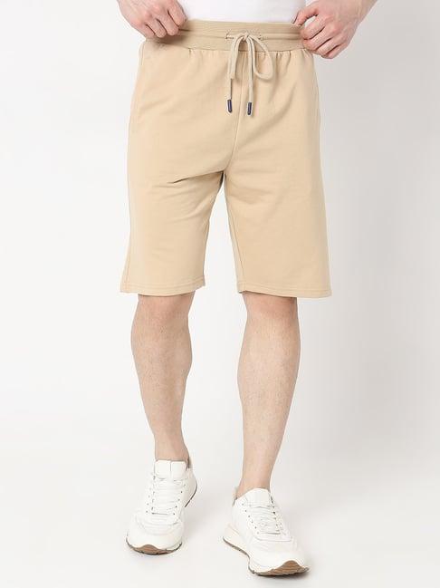 underjeans by spykar beige regular fit lounge shorts