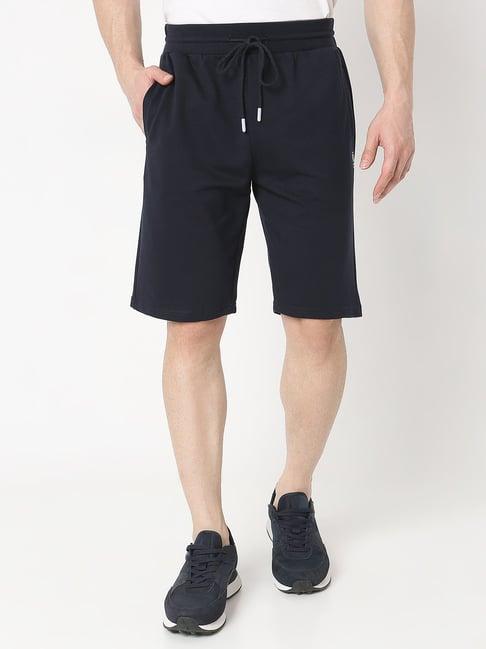 underjeans by spykar navy regular fit lounge shorts