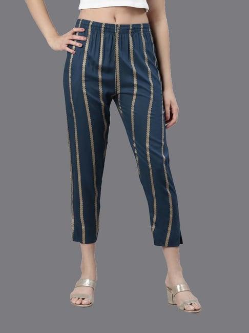 kryptic blue cotton striped pants