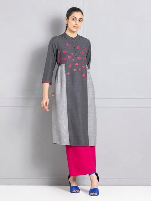 shaye black embroidered kurta