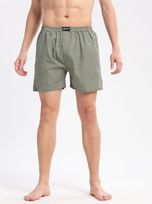 showoff olive cotton slim fit printed boxers