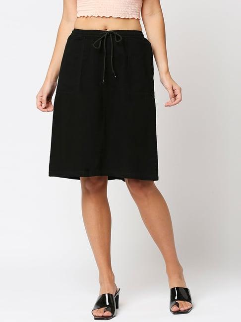 high star black cotton above knee skirt