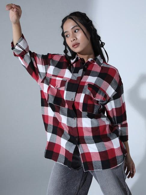 hubberholme multicolor cotton checks oversized shirt