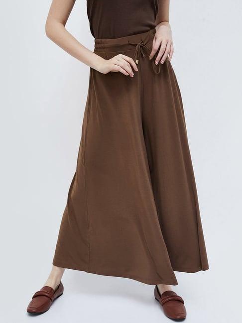 ginger by lifestyle brown mid rise palazzos