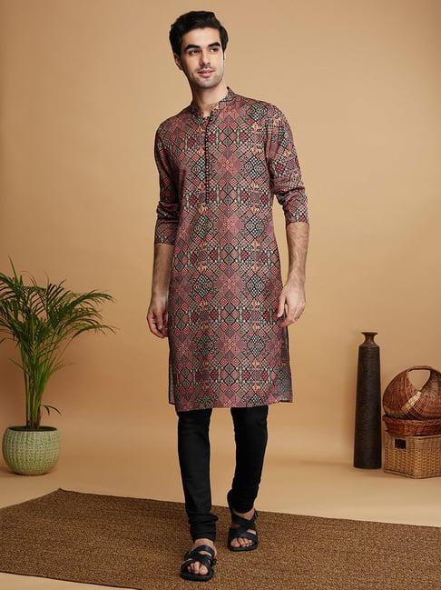 kisah multicolor regular fit printed kurta & churidar set