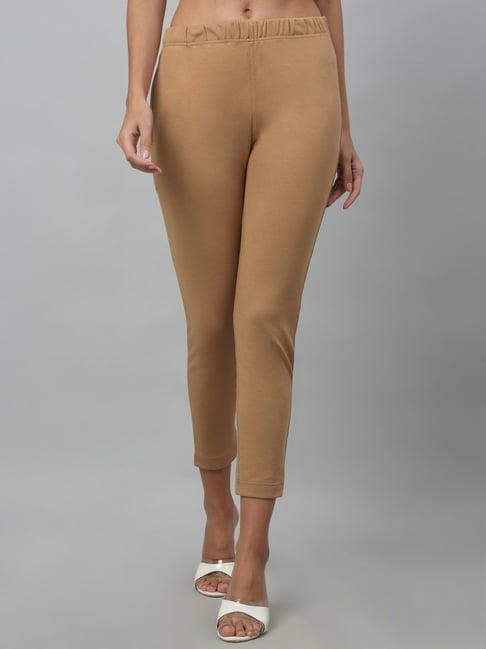 cantabil beige cotton straight fit pants