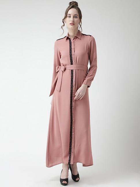 kassually pink relaxed fit shirt dress