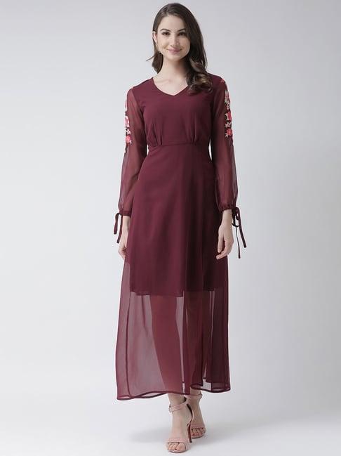 kassually maroon relaxed fit maxi dress