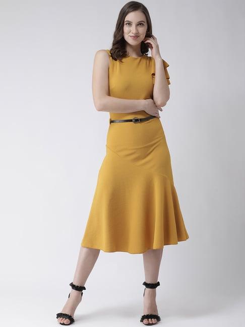 kassually yellow relaxed fit bodycon dress