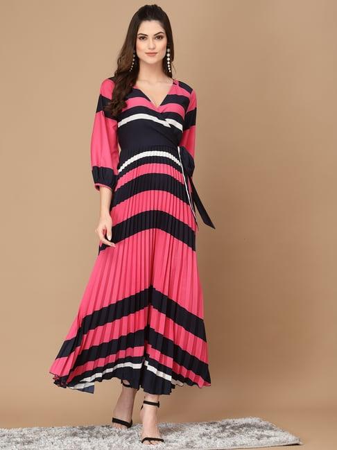 kassually coral striped maxi dress