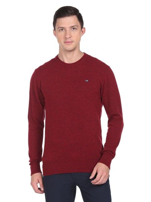 arrow sports red regular fit sweater