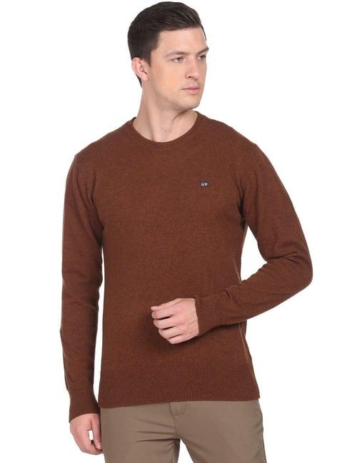 arrow sports orange regular fit sweater