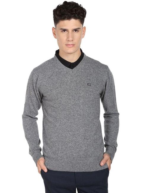 arrow sports grey regular fit sweater