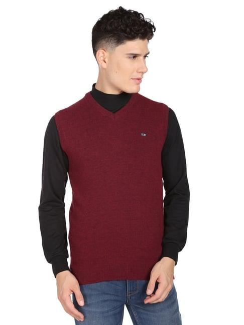 arrow sports red regular fit sweater