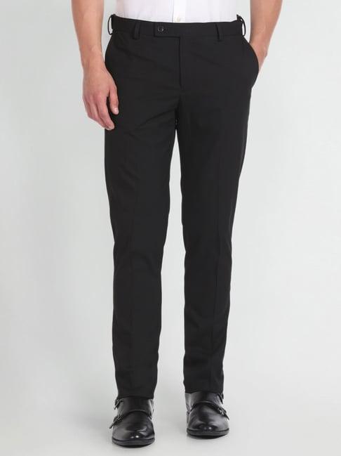 arrow black regular fit trousers