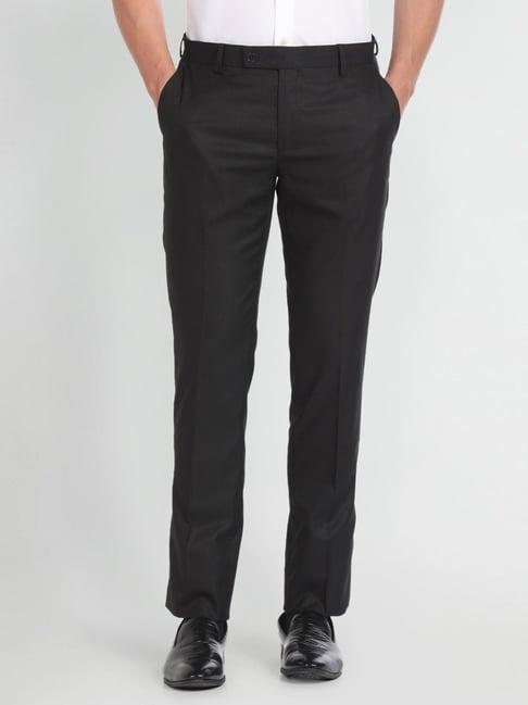 arrow newyork black regular fit trousers