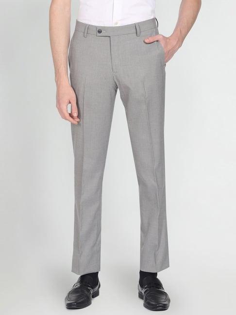 arrow grey regular fit trousers